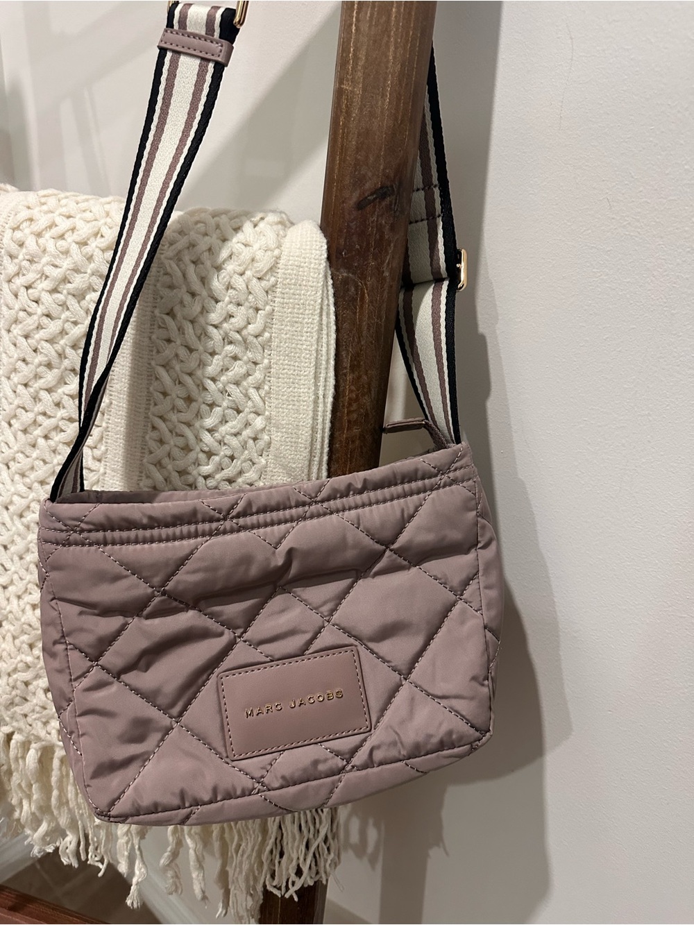 Marc Jacobs Quilted Nylon Crossbody Bag in Mauve